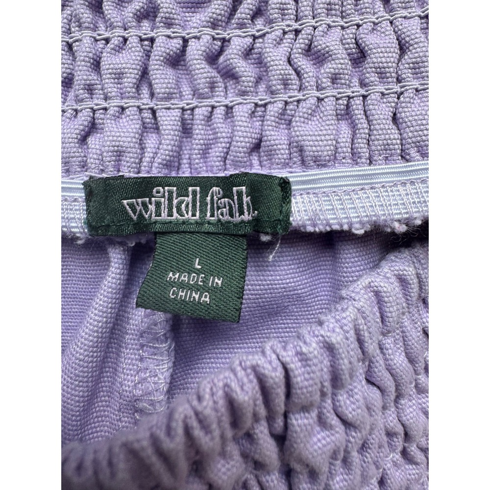 Wild Fable Womens Purple Smocked Waist Raw Hem Shorts Lavender Cotton Twill Sz L - Picture 3 of 8